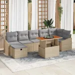 Set de canapele pentru grădină cu pernă 8 pcs Bej poliratan GartenMobel Dekor