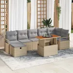 Set de canapele pentru grădină cu pernă 8 pcs Bej poliratan GartenMobel Dekor