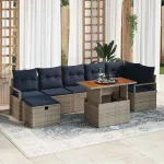 Set de canapele pentru grădină cu pernă 8 pcs Gri poliratan GartenMobel Dekor