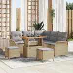 Set de canapele pentru grădină 8 pcs Beige și gri deschis GartenMobel Dekor