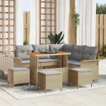 Set de canapele pentru grădină 9 pcs Beige și gri deschis GartenMobel Dekor