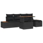 Set de canapele pentru grădină cu pernă 6 pcs Negru poliratan GartenMobel Dekor