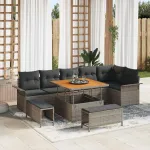 Set de canapele pentru grădină cu pernă cu depozitare 9 pcs Gri GartenMobel Dekor