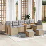 Set de canapele pentru grădină 10 pcs Beige și gri deschis GartenMobel Dekor
