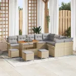 Set de canapele pentru grădină 13 pcs Beige și gri deschis GartenMobel Dekor