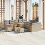 Set de canapele pentru grădină 13 pcs Beige și gri deschis GartenMobel Dekor