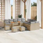 Set de canapele pentru grădină 14 pcs Beige și gri deschis GartenMobel Dekor