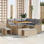 Set de canapele pentru grădină 8 pcs Beige și gri deschis GartenMobel Dekor