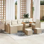 Set de canapele pentru grădină cu pernă 10 pcs Bej și crem GartenMobel Dekor