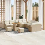 Set de canapele pentru grădină cu pernă 13 pcs Bej și crem GartenMobel Dekor