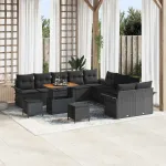 Set de canapele pentru grădină cu pernă 13 pcs Negru GartenMobel Dekor
