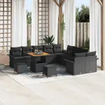 Set de canapele pentru grădină cu pernă 13 pcs Negru GartenMobel Dekor