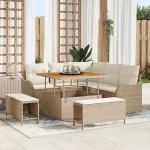 Set de canapele pentru grădină cu pernă 8 pcs Bej și crem GartenMobel Dekor