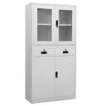 Dulap de birou gri deschis 90x40x180 cm oțel/sticlă securizată GartenMobel Dekor