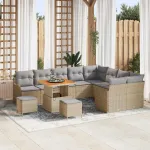 Set de canapele pentru grădină 12 pcs Beige și gri deschis GartenMobel Dekor