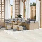 Set de canapele pentru grădină 13 pcs Beige și gri deschis GartenMobel Dekor