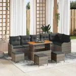Set de canapele pentru grădină cu pernă 10 pcs Gri GartenMobel Dekor