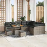 Set de canapele pentru grădină cu pernă 12 pcs Gri GartenMobel Dekor