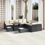 Set de canapele pentru grădină cu pernă 13 pcs Negru și Crem GartenMobel Dekor
