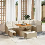 Set de canapele pentru grădină cu pernă 9 pcs Bej și crem GartenMobel Dekor