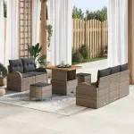 Set de canapele pentru grădină cu pernă cu depozitare 8 pcs Gri GartenMobel Dekor
