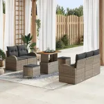Set de canapele pentru grădină cu pernă cu depozitare 8 pcs Gri GartenMobel Dekor