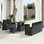 Set de canapele pentru grădină cu pernă cu pernă 8 pcs Negru GartenMobel Dekor