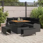 Set de canapele pentru grădină cu pernă 8 pcs Negru GartenMobel Dekor
