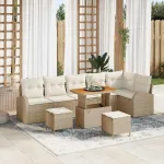 Set de canapele pentru grădină cu pernă 9 pcs Bej și crem GartenMobel Dekor