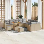 Set de canapele pentru grădină 13 pcs Beige și gri deschis GartenMobel Dekor