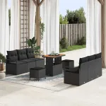 Set de canapele pentru grădină 9 pcs Negru Rattan poli GartenMobel Dekor