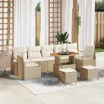 Set de canapele pentru grădină cu pernă 10 pcs Bej și crem GartenMobel Dekor