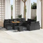 Set de canapele pentru grădină cu pernă 13 pcs Negru GartenMobel Dekor