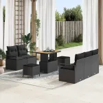 Set de canapele pentru grădină cu pernă 8 pcs Negru GartenMobel Dekor