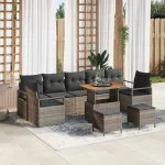 Set de canapele pentru grădină cu pernă cu pernă 10 pcs Gri GartenMobel Dekor
