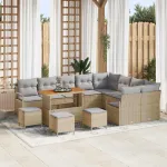 Set de canapele pentru grădină 13 pcs Beige și gri deschis GartenMobel Dekor