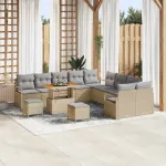 Set de canapele pentru grădină 13 pcs Beige și gri deschis GartenMobel Dekor