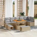 Set de canapele pentru grădină 9 pcs Beige și gri deschis GartenMobel Dekor