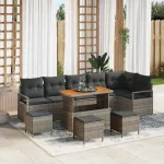 Set de canapele pentru grădină cu pernă 10 pcs Gri GartenMobel Dekor