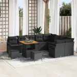 Set de canapele pentru grădină cu pernă 12 pcs Negru GartenMobel Dekor