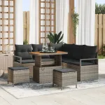Set de canapele pentru grădină cu pernă cu depozitare 8 pcs Gri GartenMobel Dekor