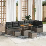 Set de canapele pentru grădină cu pernă cu depozitare 9 pcs Gri GartenMobel Dekor