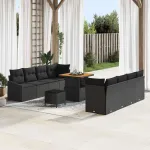 Set de canapele pentru grădină cu pernă 11 pcs Negru GartenMobel Dekor