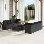 Set de canapele pentru grădină cu pernă 11 pcs Negru GartenMobel Dekor