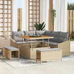Set de canapele pentru grădină cu pernă 8 pcs Bej Rattan poli GartenMobel Dekor