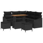 Set de canapele pentru grădină cu pernă 8 pcs Negru Rattan poli GartenMobel Dekor