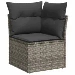 Set de canapele pentru grădină cu pernă 9 pcs Gri Rattan poli GartenMobel Dekor