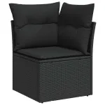 Set de canapele pentru grădină cu pernă 9 pcs Negru Rattan poli GartenMobel Dekor