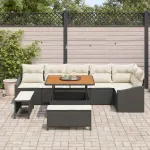 Set de canapele pentru grădină cu pernă 9 pcs Negru Rattan poli GartenMobel Dekor