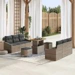 Set de canapele pentru grădină cu pernă cu depozitare 9 pcs Gri GartenMobel Dekor